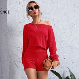 SHEIN Red High Waist Women's Shorts